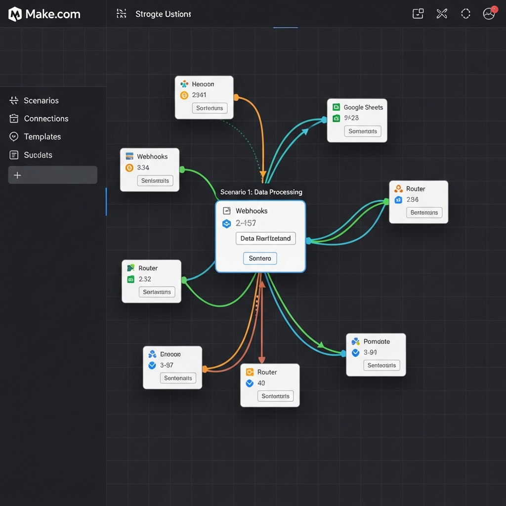 Capture d'écran type montrant une interface de configuration d'automatisation avec des modules connectés